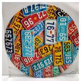 new license plate theme round metal sign 8"