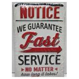 New metal sign, FAST SERVICE