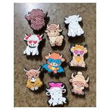 9 Highland cow shoe charms New