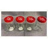 New Set of 4 Pint Glass Jars with festive red lids