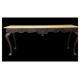 Large wood marble top foyer buffet table