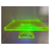 Clarks Teaberry Gum vaseline uranium glass dish