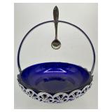 Vintage cobalt blue glass condiment dish