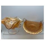 Marigold carnival glass dishes