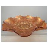 Marigold carnival glass ruffled dish