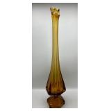 18.5" vintage Amber swung glass vase