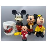 Vintage Mickey Mouse toys and goofy mug