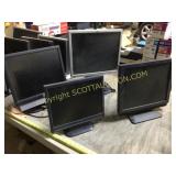 4 flat screen computer monitors, untested