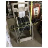 Garden hose roller storage cart with hose