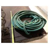 Green garden hose,