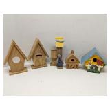 Group of decorative wood bird houses