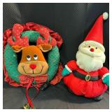 Door Hanging Rudolph and Santa Door Stop