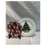 2 Christmas Tree Themed Serving Plates