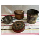 4 Vintage Metal Tin Pans and Containers