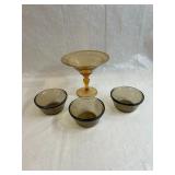 Lot of Glassware - 3  Custard Bowls and one Glass