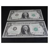 2 - 1963 B Sequential $1 Bills