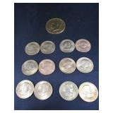 12 Susan B Coins & 1 Ike Dollar