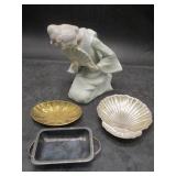 Bowing Woman Figurine, Small Trinket Plates