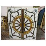 2 Panel Nautical stained glass w/ brass