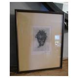 Signed Americana Drawing in Frame