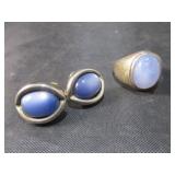 Silver Ring w/ Stone & Earrings