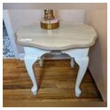 VINTAGE PAINTED WOOD END TABLE WITH CABRIOLE LEGS, MATCHES 1151
