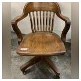 Vintage adjustable, swivel wooden bankers/office chair, see pictures for details.