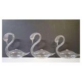 (3) HANDBLOWN GLASS SWANS