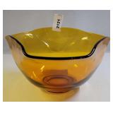 VINTAGE AMBER GLASS SERVING BOWL