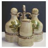 PALM TREE THEMED PORCELAIN 5PC CRUET