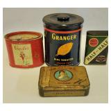 VINTAGE & ANTIQUE TIN CANISTERS - SEE PHOTOS FOR CONTENTS