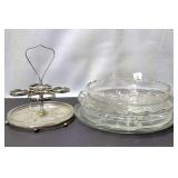 GLASS SERVING PLATTERS & CRUET