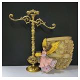 GOLD TONE DECORATIVE JEWELRY TREE & MORE