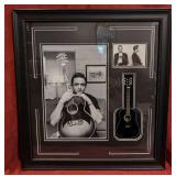 JOHNNY CASH PROFESSIONALLY FRAMED SHADOW BOX WITH MUG SHOT AND MINI GUITAR25X23