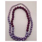 HONORA RASPBERRY & PLUM & LILAC RINGED CULTURED FRESHWATER PEARL 28" LONG NECKLACE - CHECKOUT