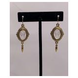 GOLDTONE GLASS CAMEO PIERCED EARRINGS & GOLDTONE FILIGREE HOOP PIERCED EARRINGS - CHECKOUT