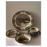 VINTAGE JOHNSON BROTHERS 5 PLACE SETTING - THE ICE HOUSE - THE FRIENDLY VILLAGE BONE CHINA MADE IN ENGLAND - FOYER