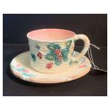 1988 THE HALDON GROUP BERRY BASKET WEAVE CUP & SAUCER - DINETTE