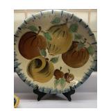 VINTAGE LARGE ROUND HANDMADE/HAND PAINTED PLATTER 13 3/4" ROUND MADE IN SPAIN (PLATE STAND NOT INCLUDED) - KITCHEN