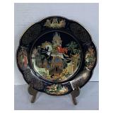 BRADFORD EXCHANGE A GOLDEN AGE OF RUSSIAN LEGENDS 8" ROUND PLATE - MINIATURE PAINTING ON BLACK LACQUER WITH LAVISH DETAIL & BOLD COLOR BY ARTIST NIKOLAI LOPATIN 1ST ISSUE "LOVE