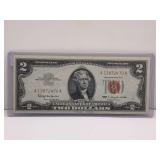 1963 RED SEAL $2 UNITED STATES NOTE - SERIAL #A13872470A - CHECKOUT