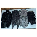 2 VESTS & FRINGE BOOTS SIZE 38 / 7.5 & ROBE