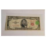 SERIES 1953B RED SEAL $5 NOTE