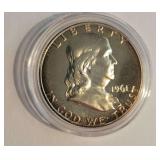 1961 SILVER FRANKLIN PROOF HALF DOLLAR COIN