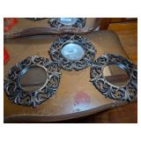 THREE VINTAGE ROUND WALL ACCENT MIRRORS - BR1