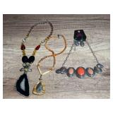 PAPARAZZI NECKLACE / EARRING SET AND POLISHED STONE NECKLACES INCLUDING INDIAN CHIEF MOTIF - LIV