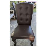 MODERN FORMAL DINING CHAIR WITH CABRIOLE FRONT LEGS AND NAIL HEAD TRIM, APPEARS TO BE LEATHER - CPT