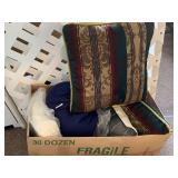 BOX OF ASSORTED THROW PILLOWS