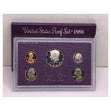 1986 UNITED STATES MINT PROOF SET (5 PIECE SET) - MINT OF SAN FRANCISCO