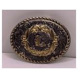 VINTAGE MONTANA SILVERSMITHS MONOGRAM BELT BUCKLE "L" - CHECKOUT